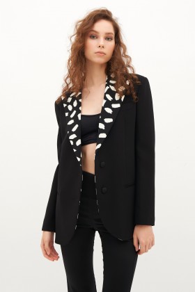 Black single-breasted blazer with dalmatian print - Redemption - Rent Drexcode - 2