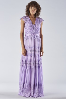 Lavender dress with lace applications - Catherine Deane - Sale Drexcode - 1