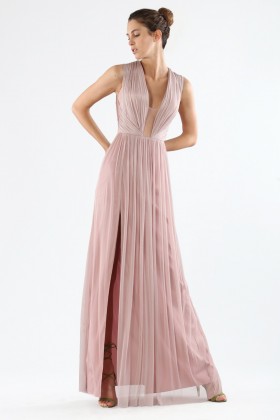 Long pink dress with deep neckline - Cristallini - Rent Drexcode - 1