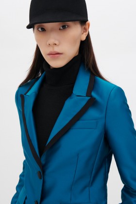 Turquoise satin jacket and trousers - Giuliette Brown - Rent Drexcode - 2