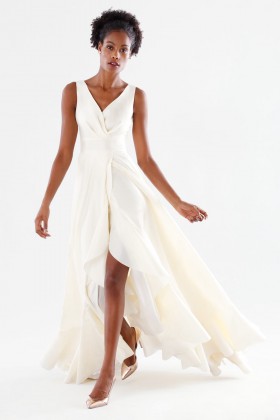Teal dress in silk georgette - Daphne - Rent Drexcode - 1