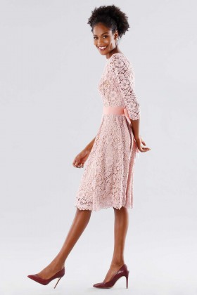Pink lace dress with removable belt - Daphne - Sale Drexcode - 2