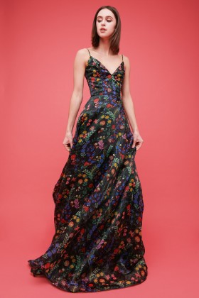 Black floral patterned dess with straps - Tube Gallery - Rent Drexcode - 1