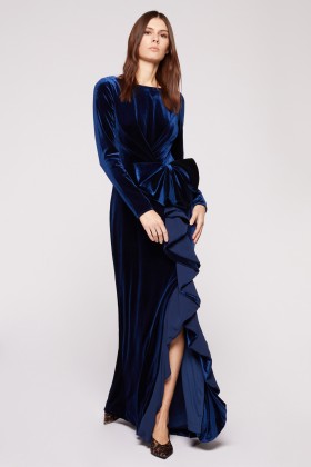 Long dress in blue velvet - Badgley Mischka - Rent Drexcode - 1