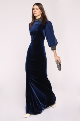 Velvet dress with high collar - Badgley Mischka - Sale Drexcode - 1