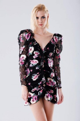 Floral mini dress with lace sleeves - For Love and Lemons - Rent Drexcode - 2