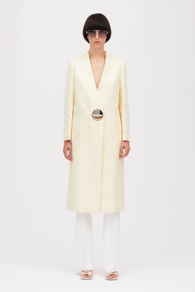 Ivory duster coat with maxi button - Genny - Sale Drexcode - 1
