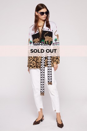 White cardigan with animal print - Hayley Menzies - Sale Drexcode - 1