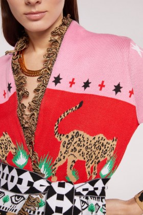 Pink cardigan with animal print - Hayley Menzies - Rent Drexcode - 2