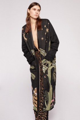 Black duster coat with tiger print - Hayley Menzies - Sale Drexcode - 2