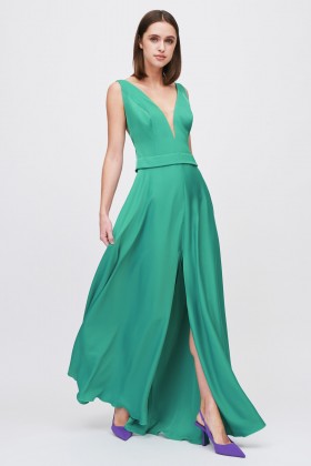 Long green satin dress - Kathy Heyndels - Rent Drexcode - 2