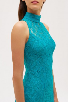 Turquoise high neck lace dress - Kathy Heyndels - Rent Drexcode - 2