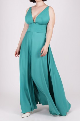Long green satin dress - Kathy Heyndels - Rent Drexcode - 1