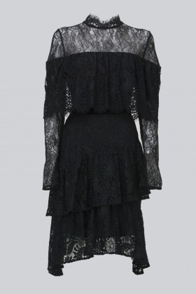 Short black dress with ruffles and cape sleeves - Perseverance - Rent Drexcode - 2