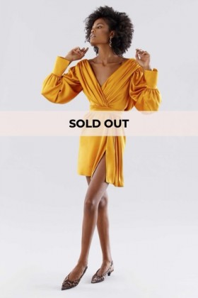 Short orange dress with V-neck - Rhea Costa - Sale Drexcode - 1