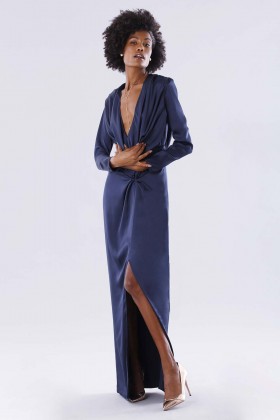 Blue dress with deep neckline - Rhea Costa - Sale Drexcode - 1