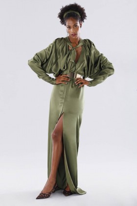 Olive dress with bat sleeves - Rhea Costa - Sale Drexcode - 2