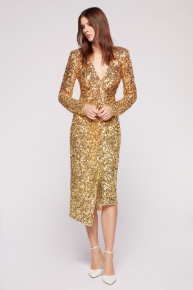 Dress in degradé gold sequins - Badgley Mischka - Rent Drexcode - 1