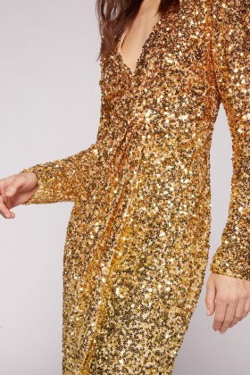 Dress in degradé gold sequins - Badgley Mischka - Rent Drexcode - 2