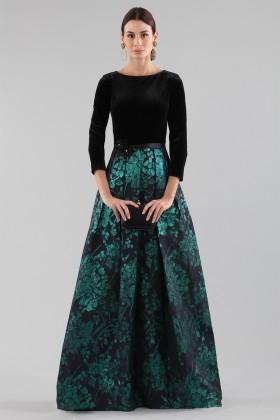 Dress with long sleeves and brocaded skirt - Theia - Sale Drexcode - 1