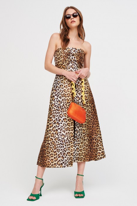 Leopard print bustier dress top