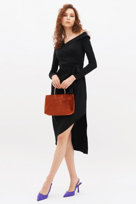 Noleggia online Tubino nero asimmetrico by Halston Drexcode