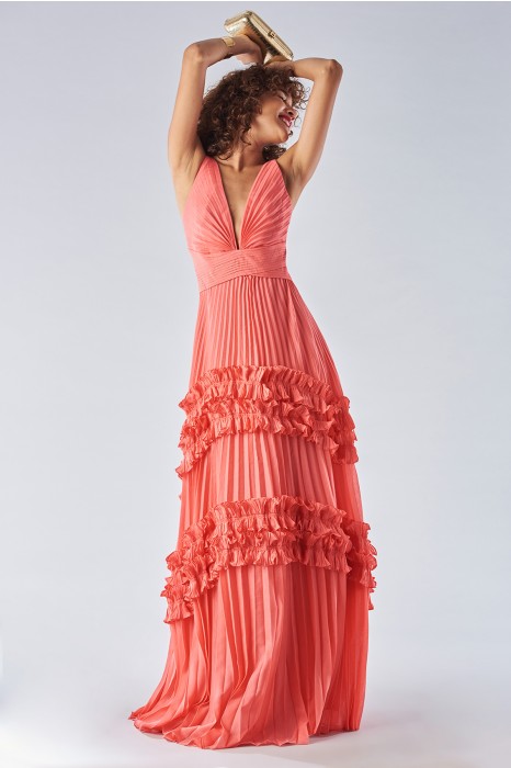 Halston heritage ruffle online dress