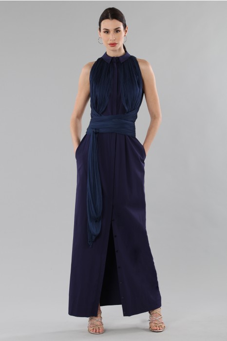 Noleggia online Shirtdress with draped silk tulle by Vionnet