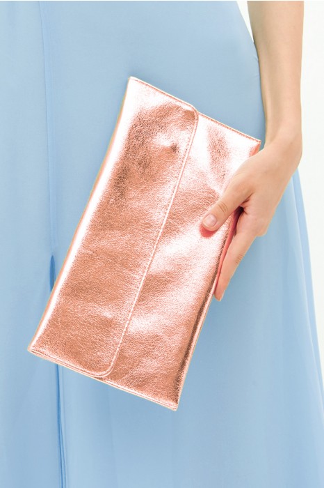 Rose gold metallic clutch