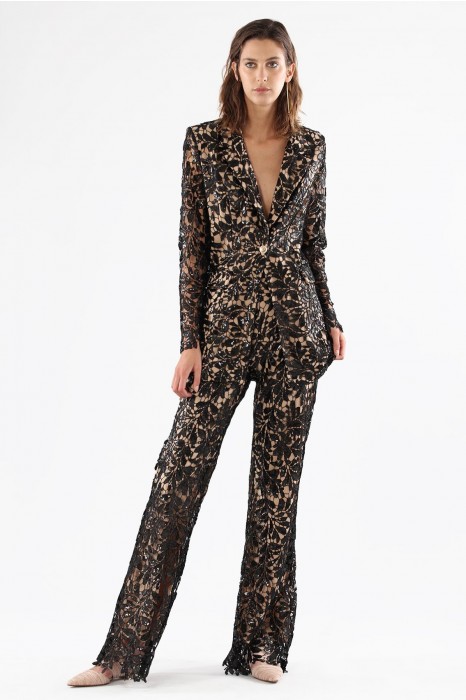 Noleggia online Black lace suit with sequins by Forever unique