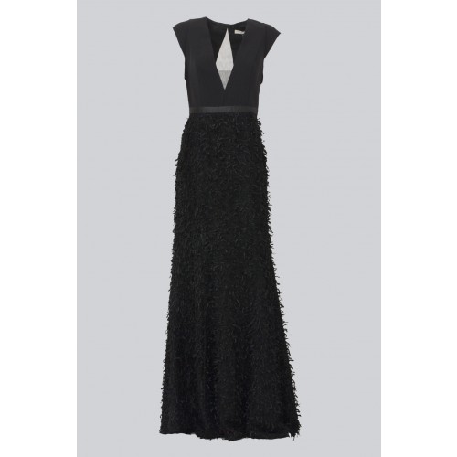 Noleggio Abbigliamento Firmato - Black dress with finished skirt and V cut to the back - Halston - Drexcode -1