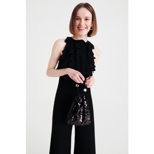 Noleggio Abbigliamento Firmato - Jumpsuit nera in crepes con rouches - Kathy Heyndels - Drexcode -3