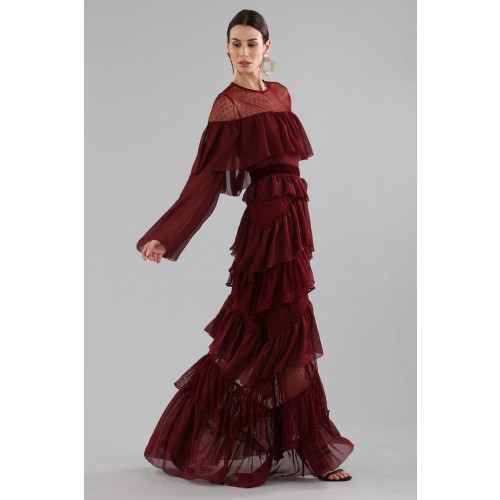Vendita Abbigliamento Usato FIrmato - Long burgundy dress with ruffles - Perseverance - Drexcode -10