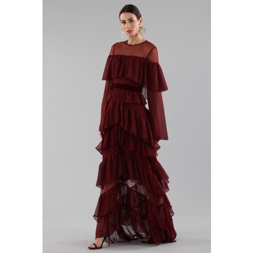 Vendita Abbigliamento Usato FIrmato - Long burgundy dress with ruffles - Perseverance - Drexcode -8