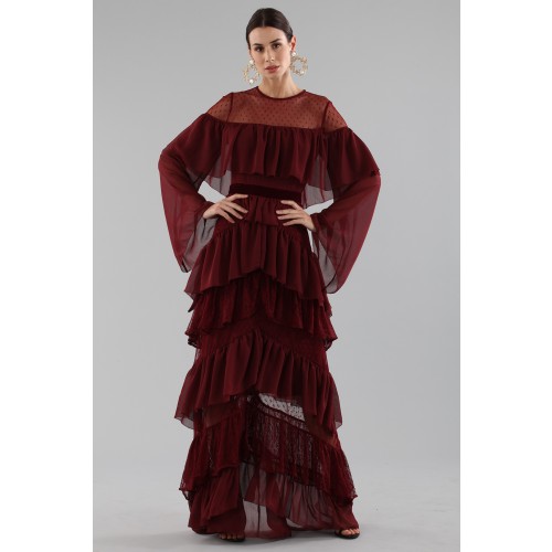 Vendita Abbigliamento Usato FIrmato - Long burgundy dress with ruffles - Perseverance - Drexcode -12