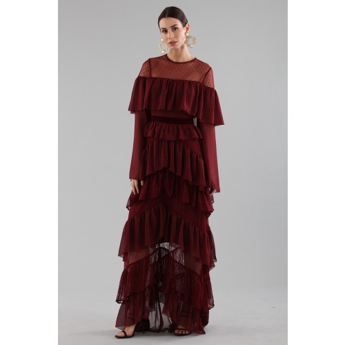 Vendita Abbigliamento Usato FIrmato - Long burgundy dress with ruffles - Perseverance - Drexcode -11