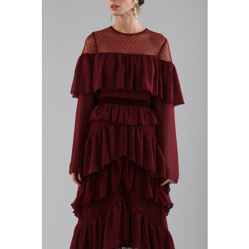 Vendita Abbigliamento Usato FIrmato - Long burgundy dress with ruffles - Perseverance - Drexcode -9