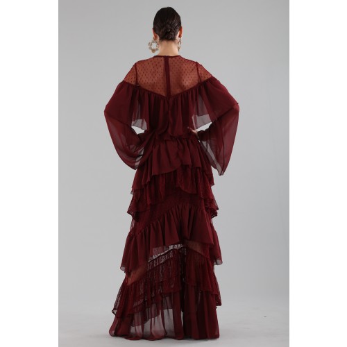 Vendita Abbigliamento Usato FIrmato - Long burgundy dress with ruffles - Perseverance - Drexcode -13