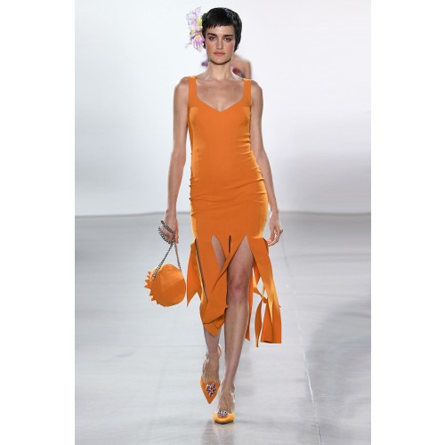 Noleggio Abbigliamento Firmato - Orange knee-length dress with fringe - Chiara Boni - Drexcode -9
