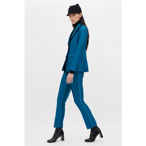Noleggio Abbigliamento Firmato - Turquoise satin jacket and trousers - Giuliette Brown - Drexcode -7
