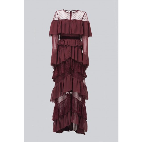 Vendita Abbigliamento Usato FIrmato - Long burgundy dress with ruffles - Perseverance - Drexcode -7