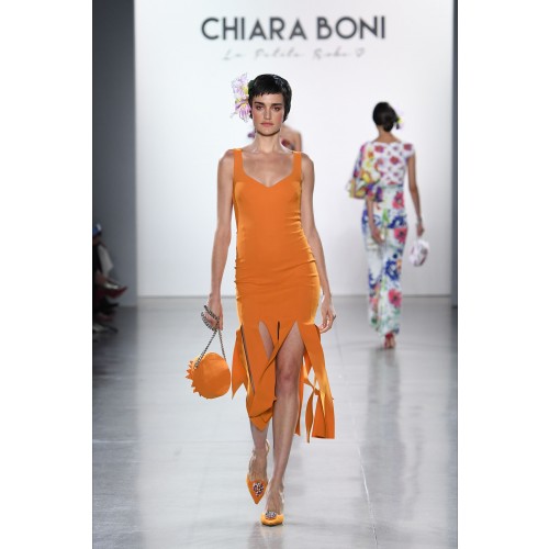 Noleggio Abbigliamento Firmato - Orange knee-length dress with fringe - Chiara Boni - Drexcode -8