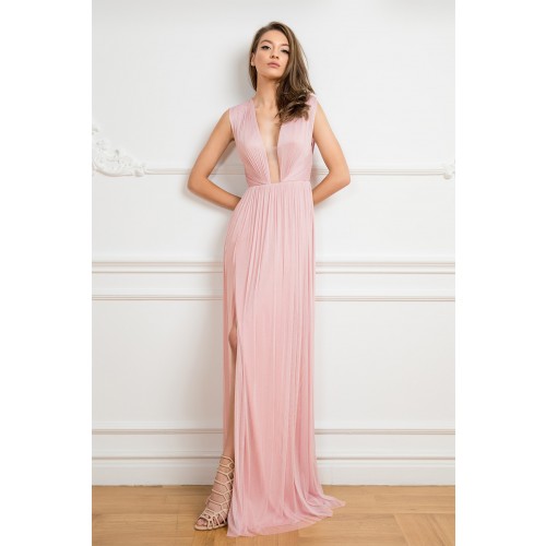 Noleggio Abbigliamento Firmato - Long pink dress with deep neckline - Cristallini - Drexcode -1