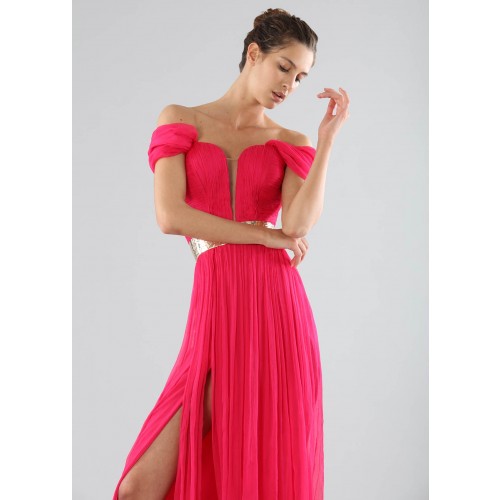 Noleggio Abbigliamento Firmato - Off-shoulder fuchsia dress with slit - Cristallini - Drexcode -5