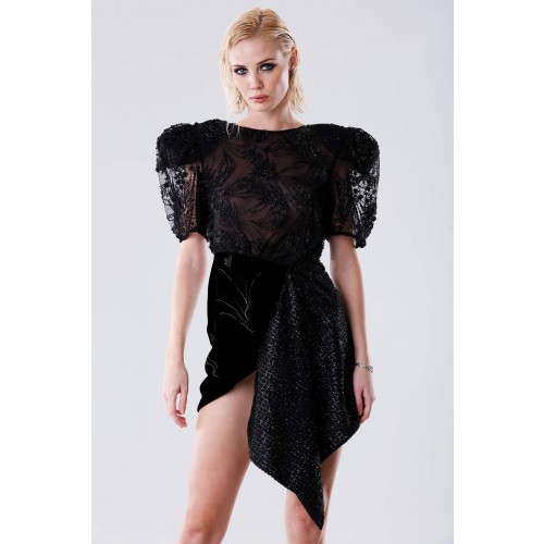 Noleggio Abbigliamento Firmato - Black dress with sequins and side slit - Daniele Carlotta - Drexcode -2