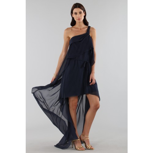 Noleggio Abbigliamento Firmato - Asymmetric blue silk dress - Alberta Ferretti - Drexcode -10
