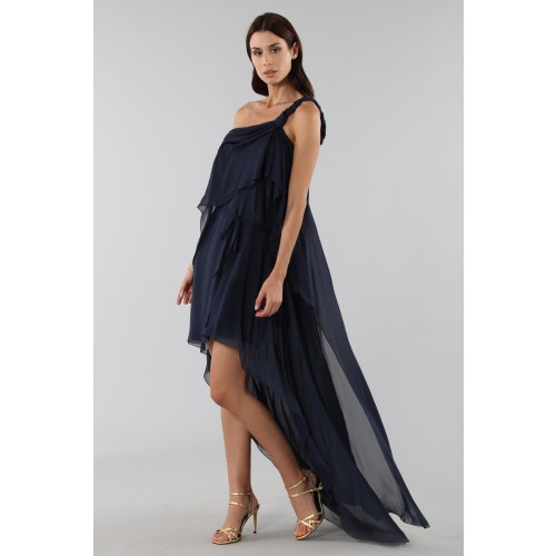 Noleggio Abbigliamento Firmato - Asymmetric blue silk dress - Alberta Ferretti - Drexcode -5
