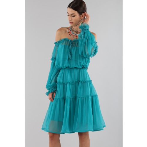Noleggio Abbigliamento Firmato - Off-shoulder silk dress with elastic - Alberta Ferretti - Drexcode -2