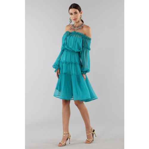 Noleggio Abbigliamento Firmato - Off-shoulder silk dress with elastic - Alberta Ferretti - Drexcode -5