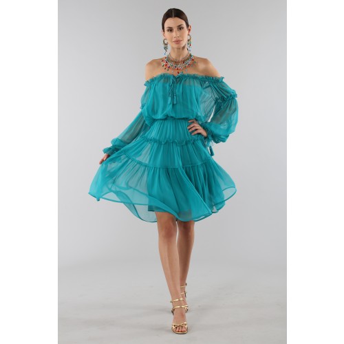 Noleggio Abbigliamento Firmato - Off-shoulder silk dress with elastic - Alberta Ferretti - Drexcode -4
